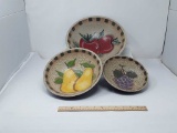 3 WOODEN DECORATIVE FRUIT BOWLS