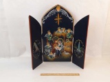 WOODEN TRIFOLD NATIVITY HANGING WALL ART