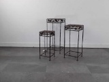 3 METAL PLANT DISPLAY SIDE TABLES