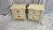 2 WHITE RATTAN SIDE TABLES