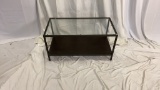 Glass Metal and Wood Coffee Table