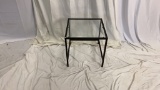 Glass Metal and Wood End Table