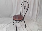 BLACK METAL WIRE CHAIR W/ MULTICOLOR CUSHION