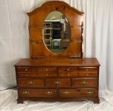 LARGE CHERRY COLORED BUFFET W/ MIRROR
