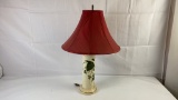 WHITE & GREEN LAMP W/ RED LAMP SHADE