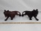 PAIR OF VINTAGE HAND CARVED WOODEN TIGERS