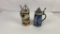 2 VINTAGE STEINS WITH PEWTER LIDS