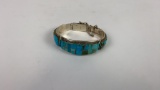 Sterling Silver & Turquoise Inlaid Bracelet