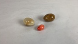 3 POLISHED STONE EGG/PAPERWEIGHTS