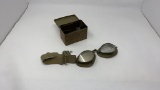 WWII GOGGLES IN METAL BOX W/REPLACEMENT LENS