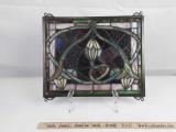 STAINED GLASS PANEL W/3 FLOWER BUDS