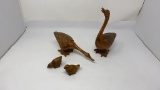 PAIR OF HAND CARVED WOODEN GEESE / BIRDS