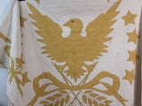 GORGEOUS ANTIQUE HANDMADE QUILT W/EAGLE IN MIDDLE
