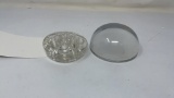 2 PC  1-CLEAR FLOWER FROG 2 MANIFYING PAPERWEIGHT