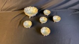 NIPPON FLORAL FOOTED BERRY/NUT BOWL SET