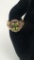 STERLING SILVER GOLDTONE GREEN STONE RING 8G