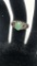 STERLING SILVER & OVAL GREEN STONE RING