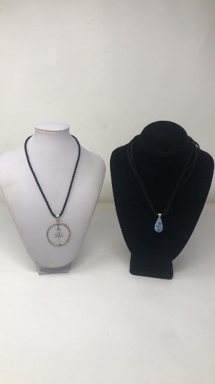 2 CORDED NECKLACES & PENDANTS