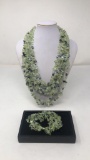 GREEN MULTI-STRAND STONE NECKLACE & BRACELET