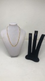 GOLDTONE STERLING FIGARO NECKLACE 15G  & EARRINGS