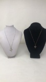 2 STERLING SILVER CROSS PENDANTS & CHAINS
