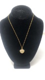 GOLD TONE SSTERLING SILVER HEART PENDANT & CHAIN