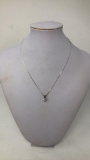 STLG SILVER CHAIN & SILVERTONE PENDANT W/ STONE