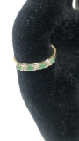 10K YELLOW GOLD GREEN & CLEAR STONE RING 1G