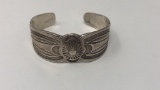 SILVER NATIVE AMERICAN STYLE CUFF BRACELET 45G