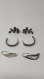 3 PAIRS OF STERLING SILVER EARRINGS 13G