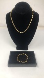 STERLING SILVER GOLD TONE NECKLACE & BRACELET