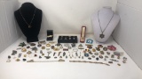 LOT OF COSTUME JEWELRY PINS & MISC