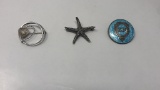 LOT OF 3 STERLING SILVER PINS