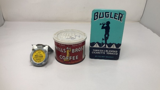 COFFEE AND TOBACCO TINS W/ EGG-LUG