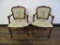 PAIR OF WOODEN EMBROIDERED ARM CHAIRS