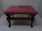 PETITE EMBROIDERED FOOT STOOL W/UPHOLSTRY TACKS