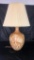 LARGE TABLE LAMP / BEIGE FLORAL PATTERN