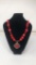 RED CORAL BEAD NECKLACE W/ STERLING SILVER PENDANT
