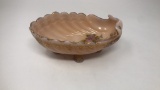 FOOTED FLORAL PINK SHELL SHAPED CANDY DISH