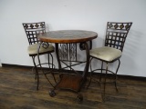 ROUND BAR HEIGHT TABLE W/ 2 CHAIRS