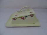 Porcelain Floral Cheese Dome Butter Dish Plate Lid