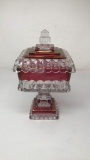 VINTAGE RUBY RED GLASS CANDY DISH