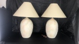 PAIR OF LARGE TEXTURED TABLE LAMPS W/ SHADES