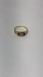 10K YELLOW GOLD 3 STONE RING. 3G