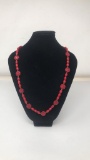STERLING SILVER & OX BLOOD CORAL NECKLACE.