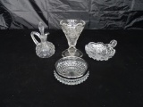 CUT GLASS ASH TRAY/ CANDY DISH/ VASE/ DECANTER