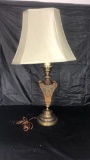 BRASS TONED TABLE LAMP W/ SHADE