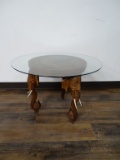 HAND CARVED 3 LEG END TABLE (ELEPHANT DESIGN)