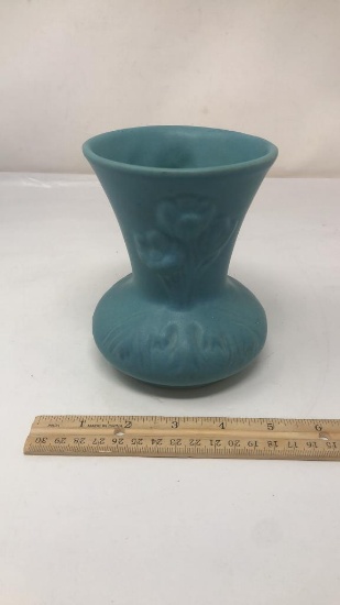 VAN BRIGGLE POTTERY ANEMONE VASE  IN MING BLUE