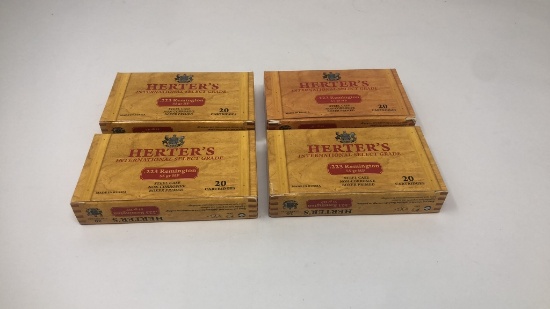 4 BOXES OF HERTER'S .223 REMINGTON 55 GR HP AMMO